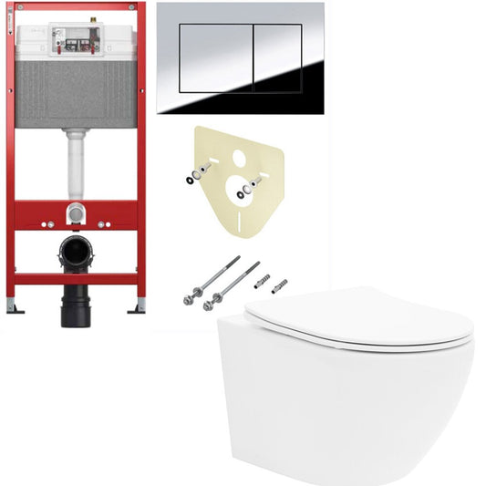 Ivaldi Rune Toilet Bowl Package, Slim Softclose Seat and TECEbase WC Tank with TECEnow Button