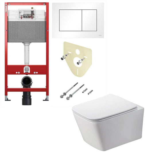 Toilet Package Rune Jord, Slim Softclose Seat and TECEbase Tank with White TECEnow Button