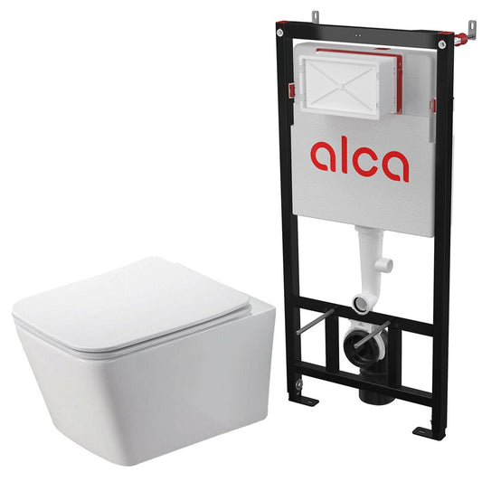 Toilet Package Rune Jord, Slim Softclose Seat and Alcadrain Sadromodul AM101/1120 Built-in Toilet Tank