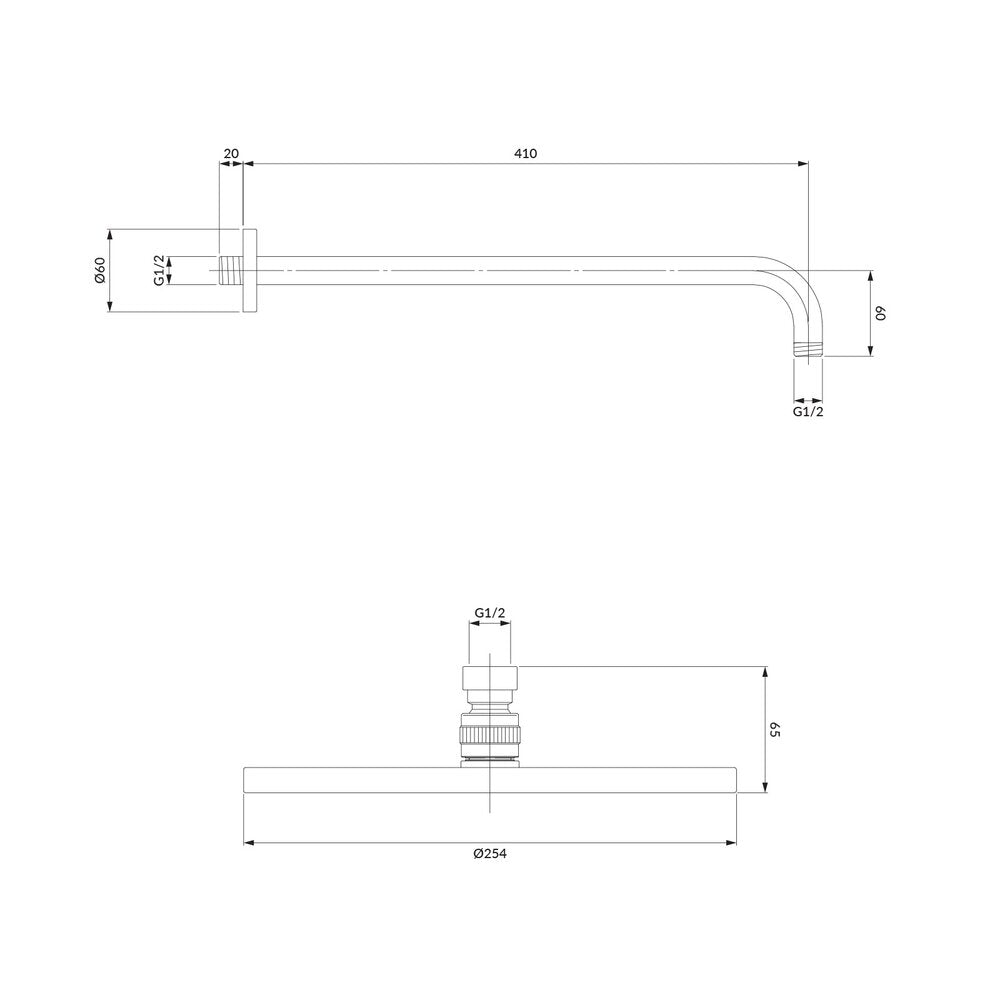 Душ глава с рамо Omnires Slimline хромирано покритие ø25 cm 1 функция