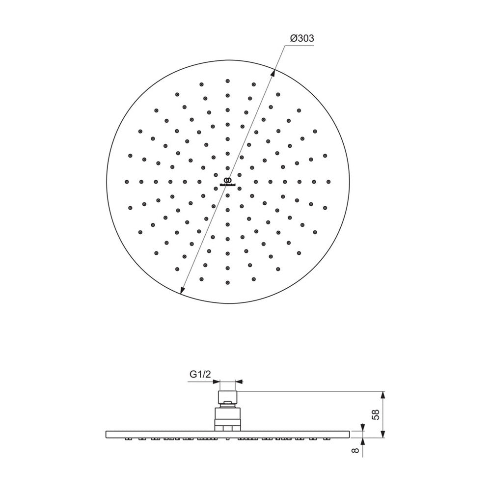 Душ глава Ideal Standard IdealRain 300 мм злато мат 1 функция
