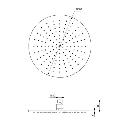 Ideal Standard IdealRain 300 mm Shower Head Chrome 1 Function