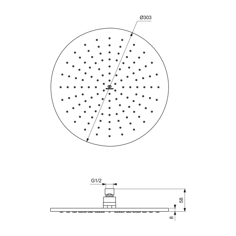 Ideal Standard IdealRain 300 mm Shower Head Grey Magnetic Grey 1 Function