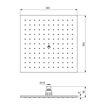 Душ глава Ideal Standard IdealRain 300x300 мм златист мат 1 функция