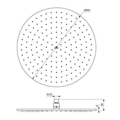 Ideal Standard IdealRain 400 mm Shower Head Gold Brushed 1 Function