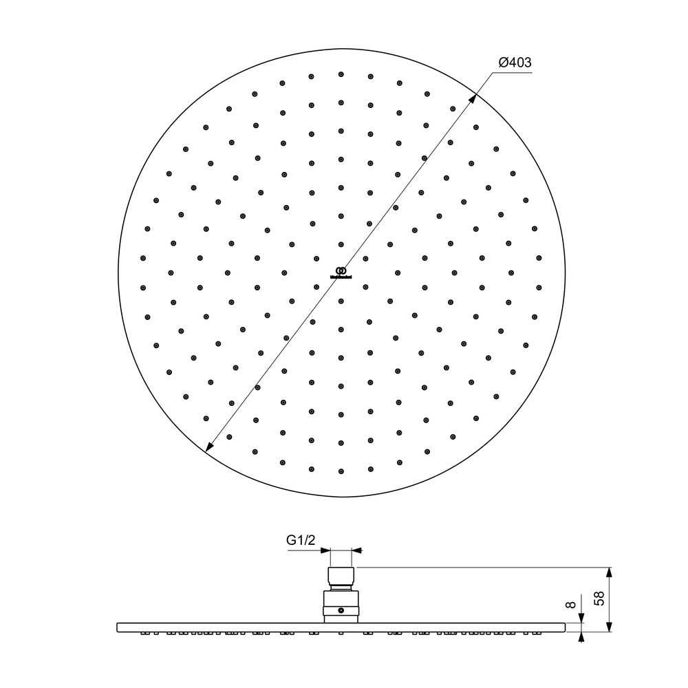 Ideal Standard IdealRain 400 mm Shower Head Grey Magnetic Grey 1 Function