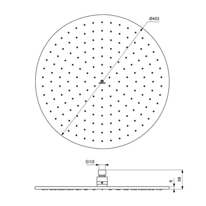 Ideal Standard IdealRain 400 mm Shower Head Grey Magnetic Grey 1 Function