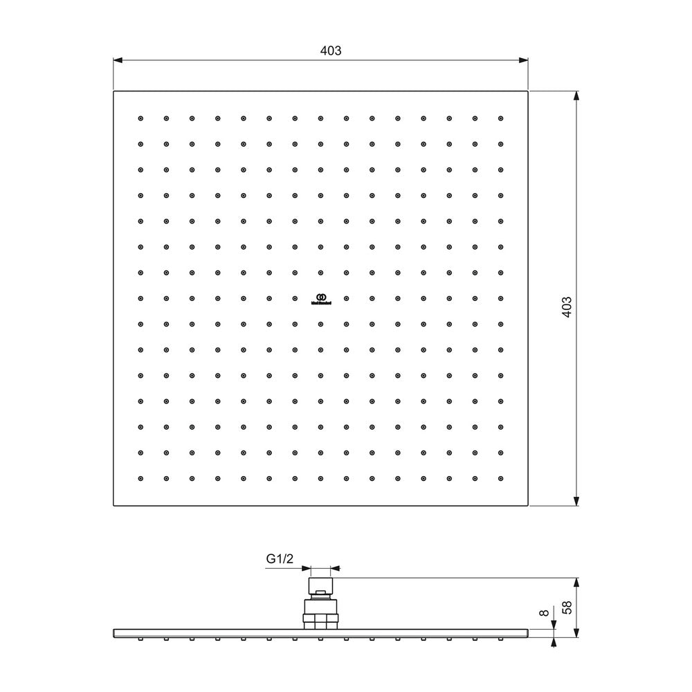 Душ глава Ideal Standard IdealRain 400x400 мм хром гланц 1 функция