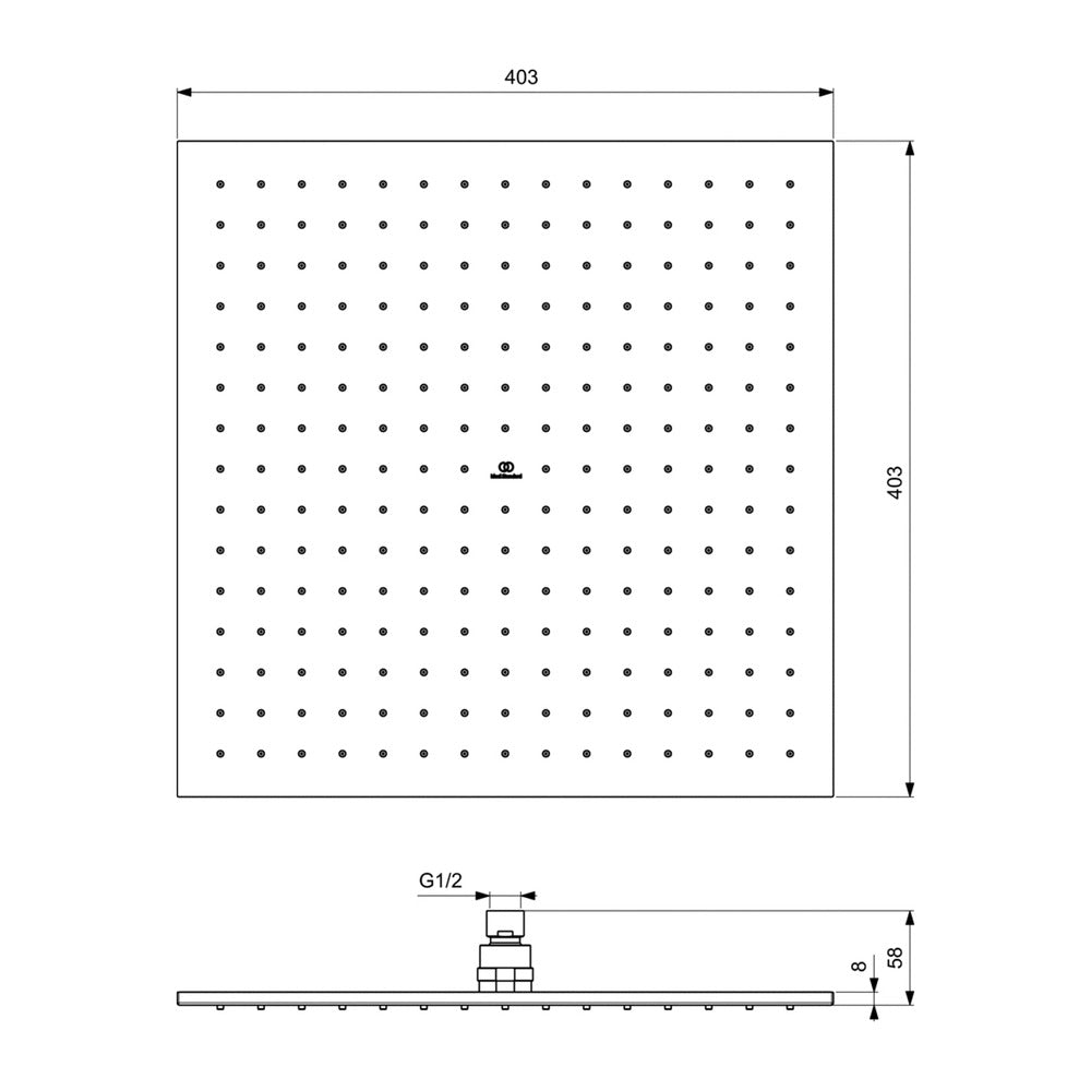 Душ панел Ideal Standard IdealRain 400x400 мм сив Magnetic Grey 1 функция