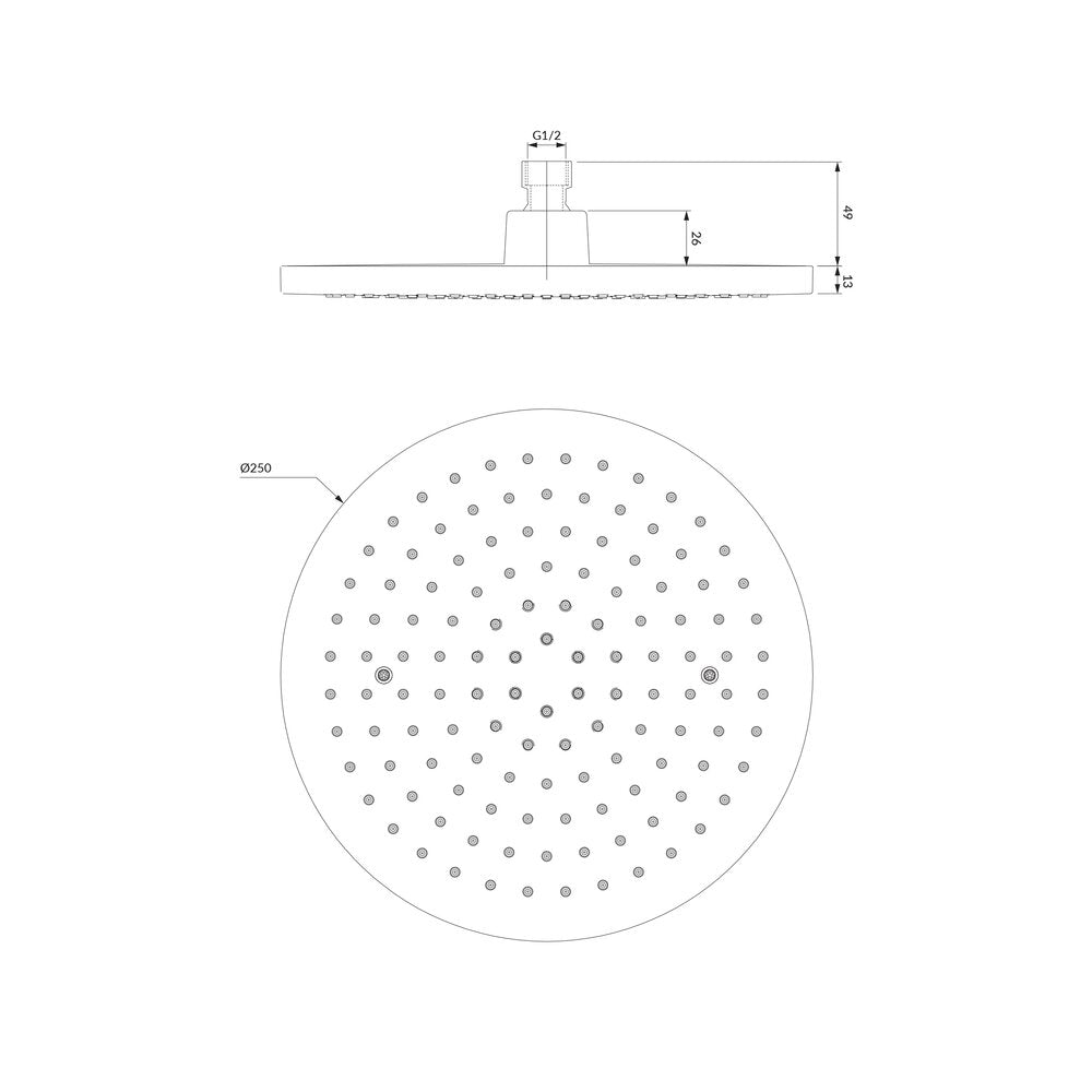 Кръгла душ глава Omnires Ocean 250 mm