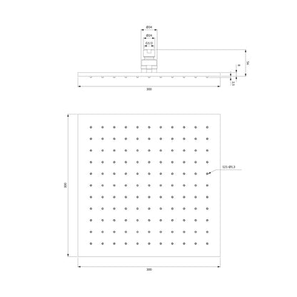 Квадратна душ-паралия Omnires Slimline 300x300 мм