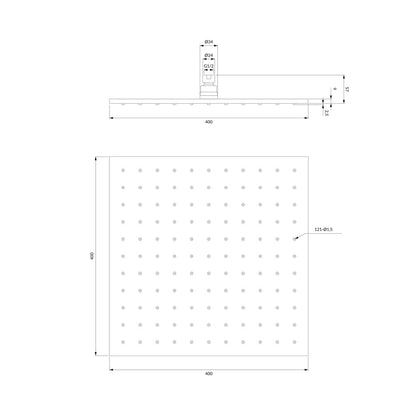 Квадратна душ пита хром Omnires Ultra Slimline 400x400 мм