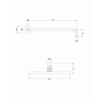 Omnires Slimline Shower Head in Brushed Copper