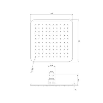 Графитена квадратна душ-парапет Omnires Slimline