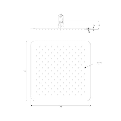 Квадратна душ глава Omnires Ultra Slimline 400x400 mm
