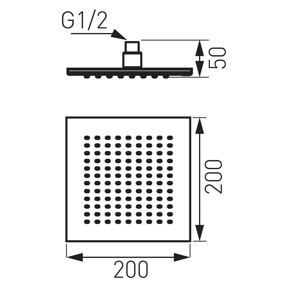 Square Shower Head 200x200 mm Chrome Ferro