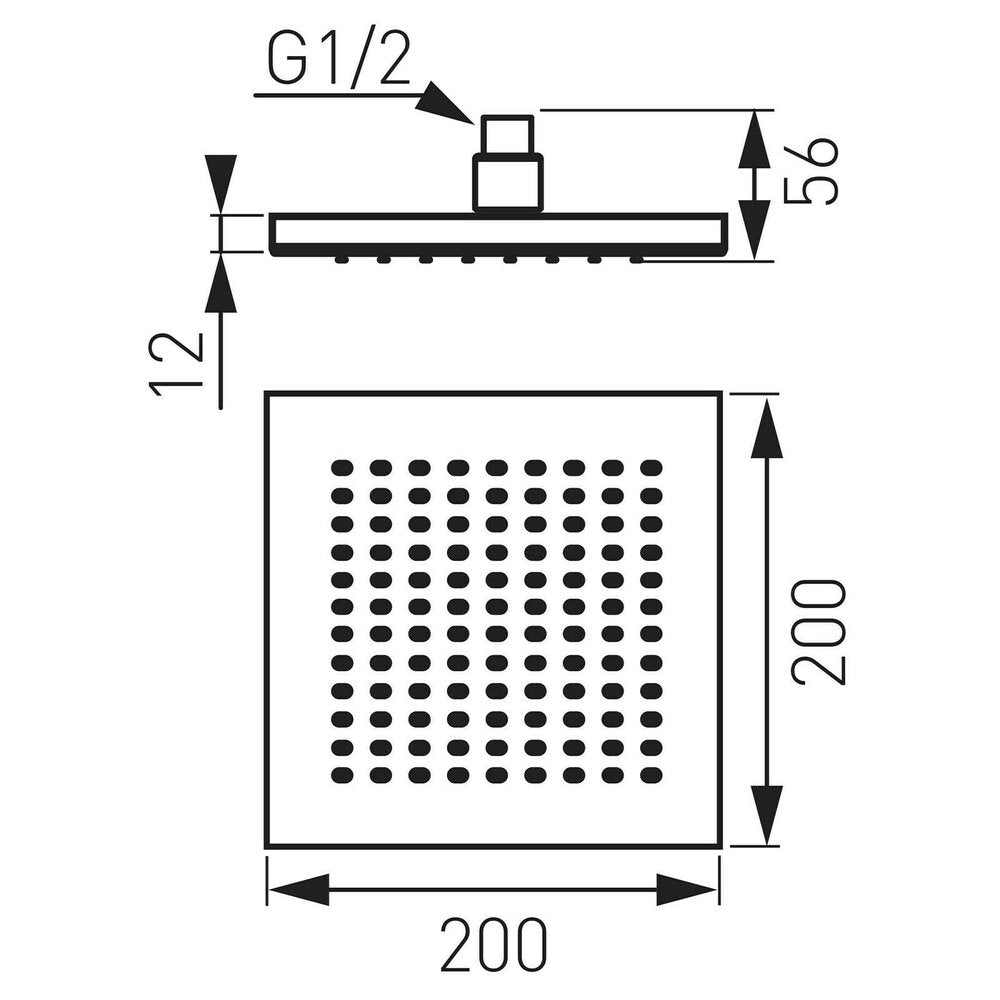 Square Shower Head 200x200 mm Ferro Chrome