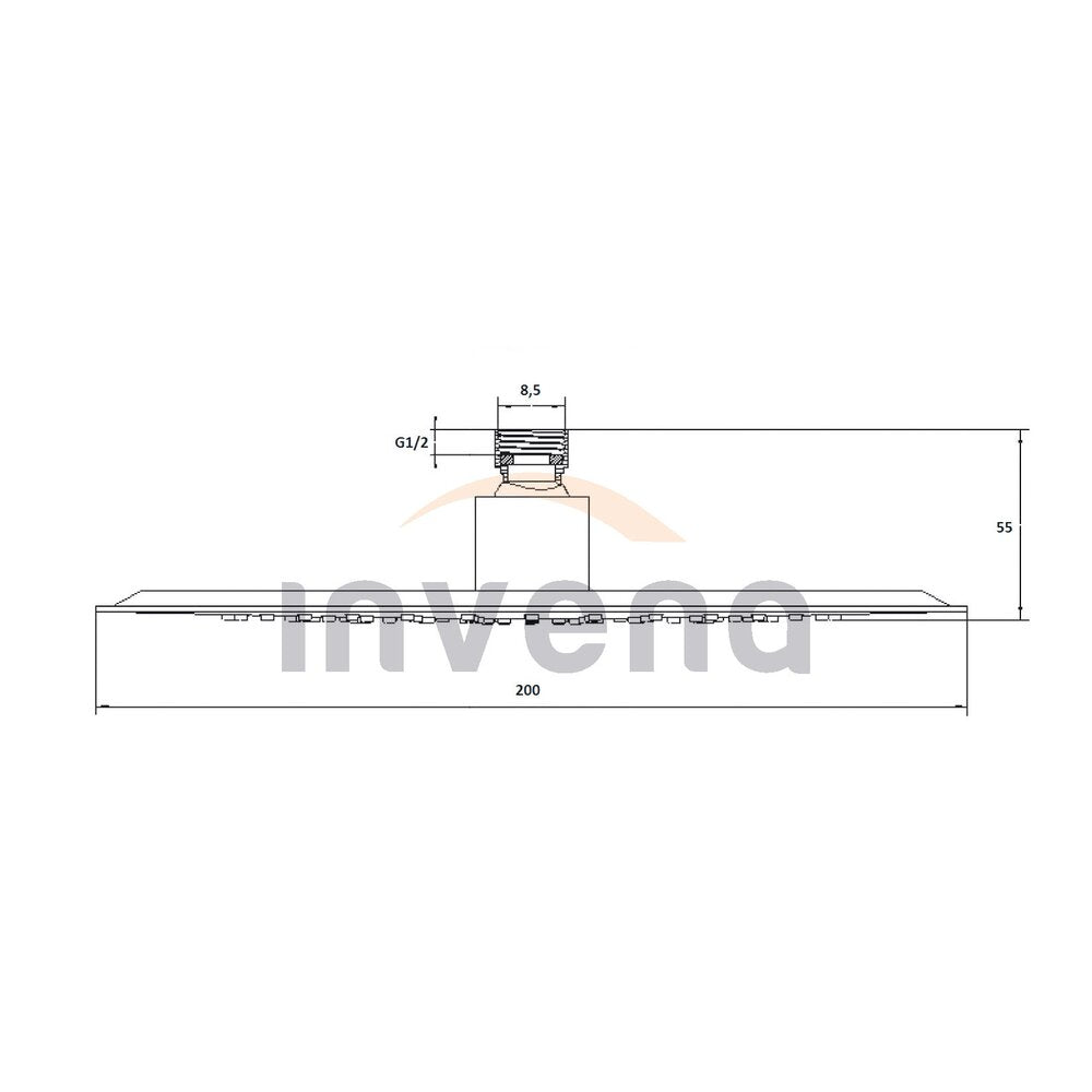 Invena Eco Pax 20 Exe Square Shower Head 200x200 mm Chrome