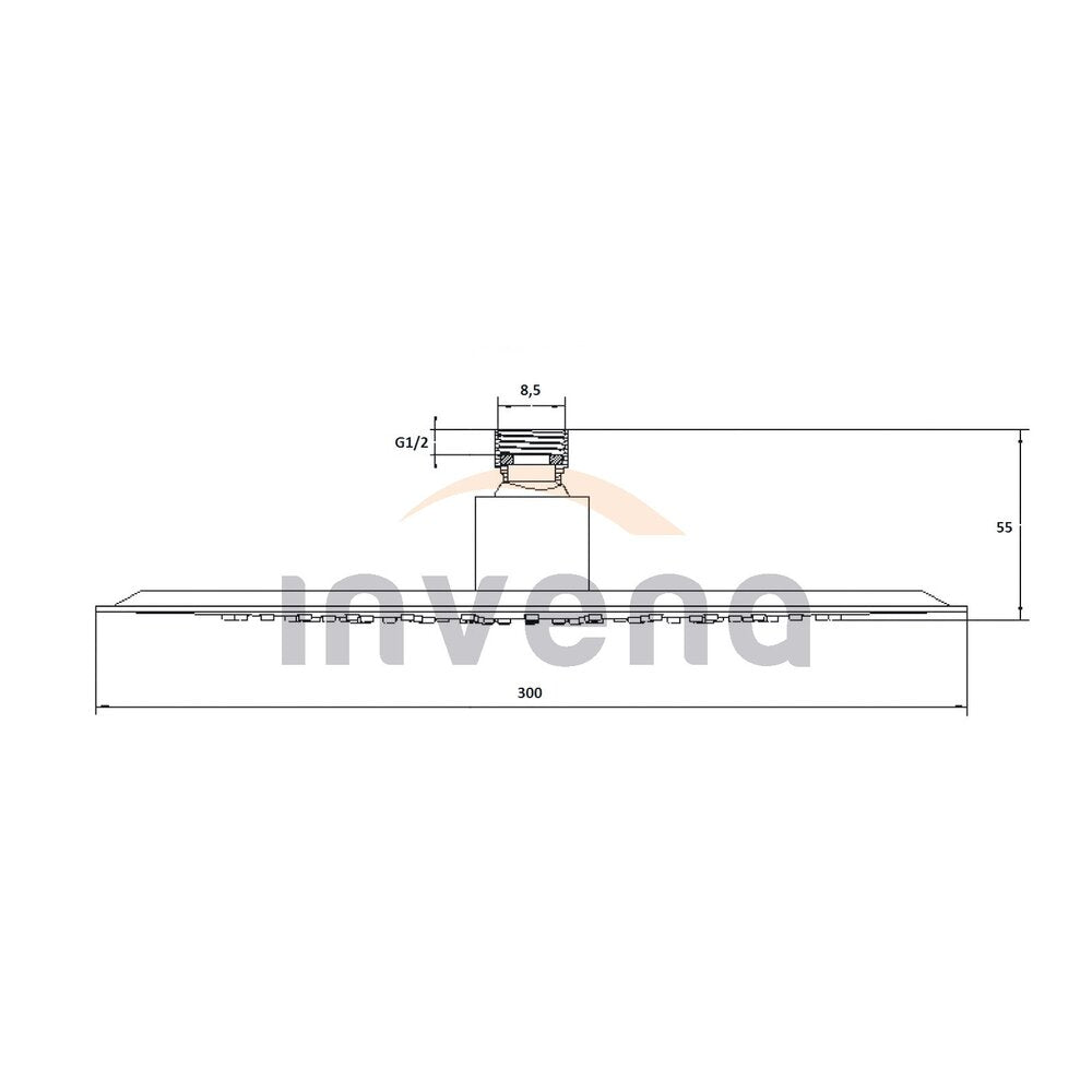 Invena Eco Pax 30 Exe Square Shower Head 300x300 mm Chrome