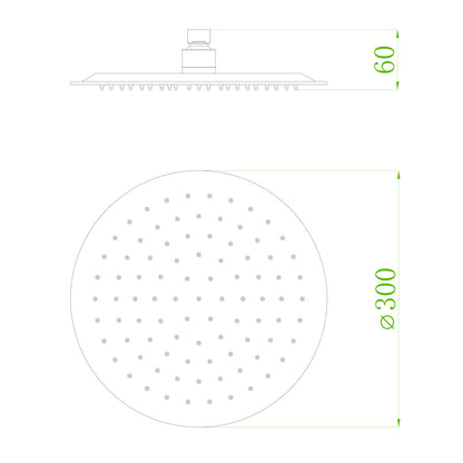 FDesign Inula Round Shower Head 300 mm Glossy Chrome 1 Function