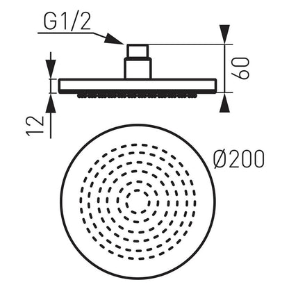 Ferro Rondo Round Shower Head Chrome 200 mm