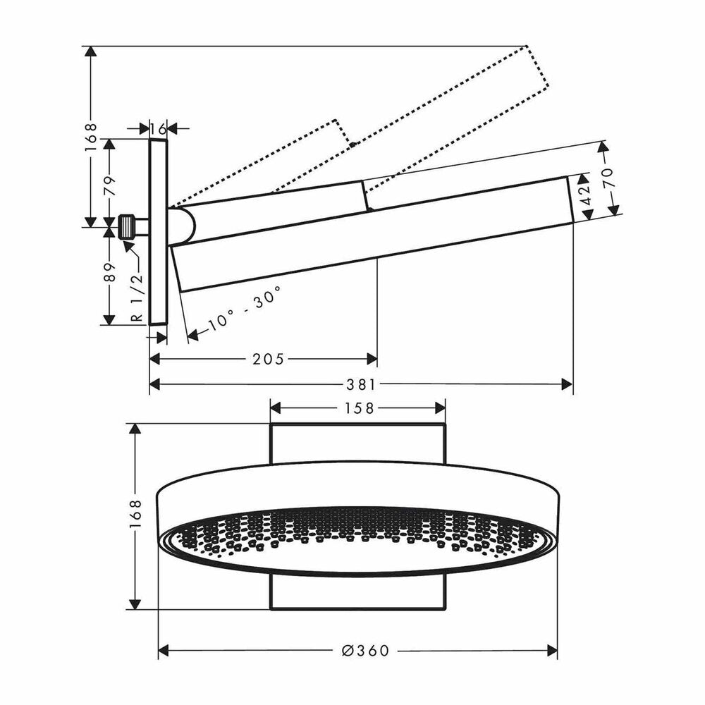Кръгла душ глава Hansgrohe Rainfinity 360 черен мат 1 функция