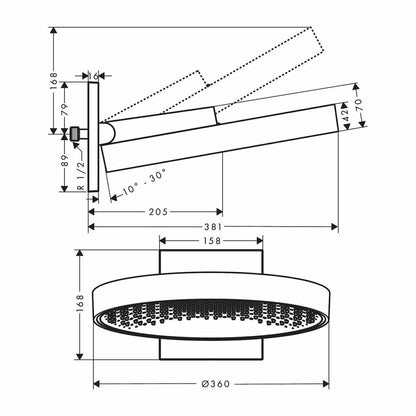 Кръгла душ глава Hansgrohe Rainfinity 360 черен мат 1 функция