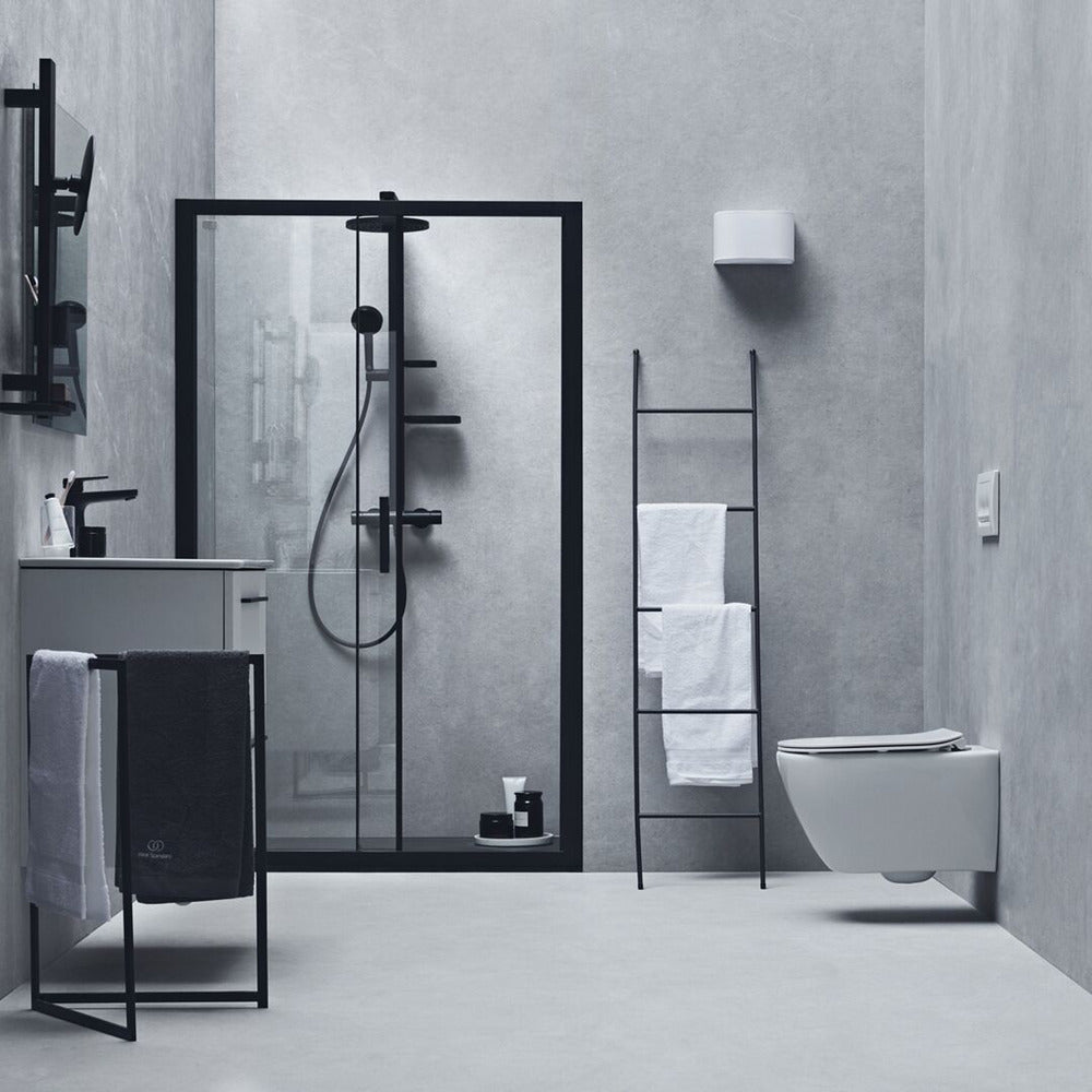Кръгла душ-параван от алуминий Ideal Standard Alu+ черен мат 2 функции