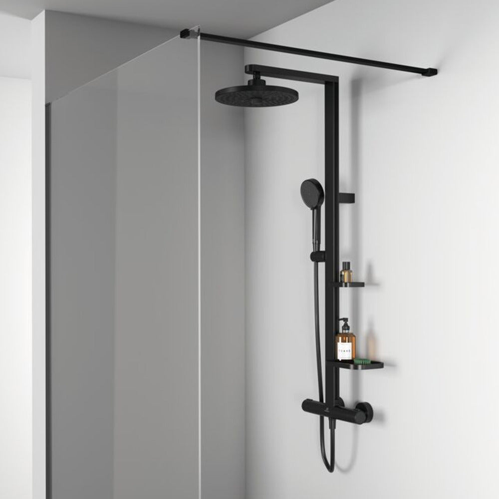 Кръгла душ-параван от алуминий Ideal Standard Alu+ черен мат 2 функции