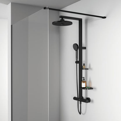 Кръгла душ-параван от алуминий Ideal Standard Alu+ черен мат 2 функции