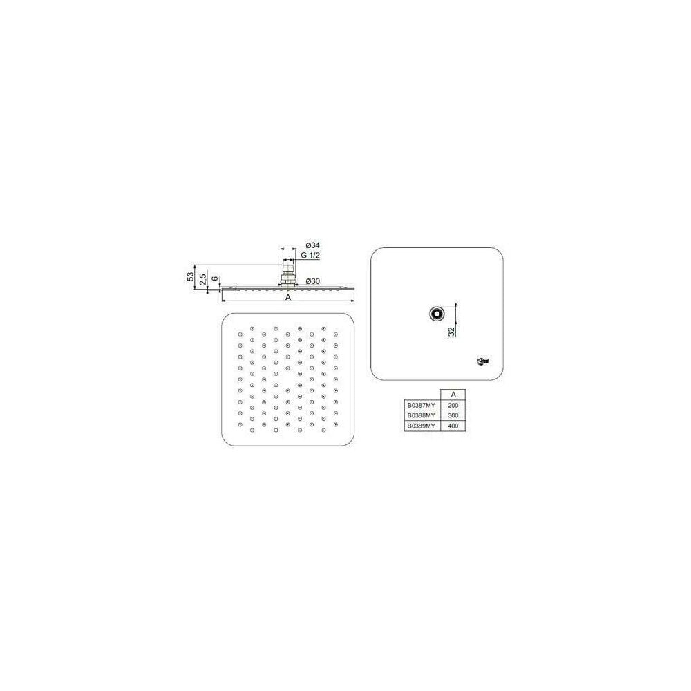 Ideal Standard IdealRain Luxe M1 Square Shower Head 200x200 mm