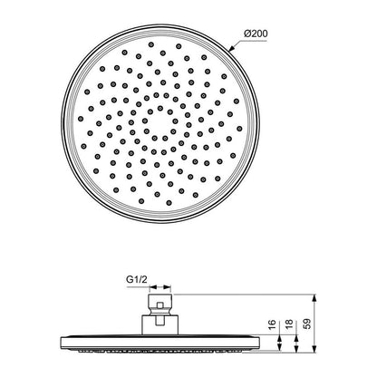 Ideal Standard IdealRain Matte Black Shower Head 200 mm