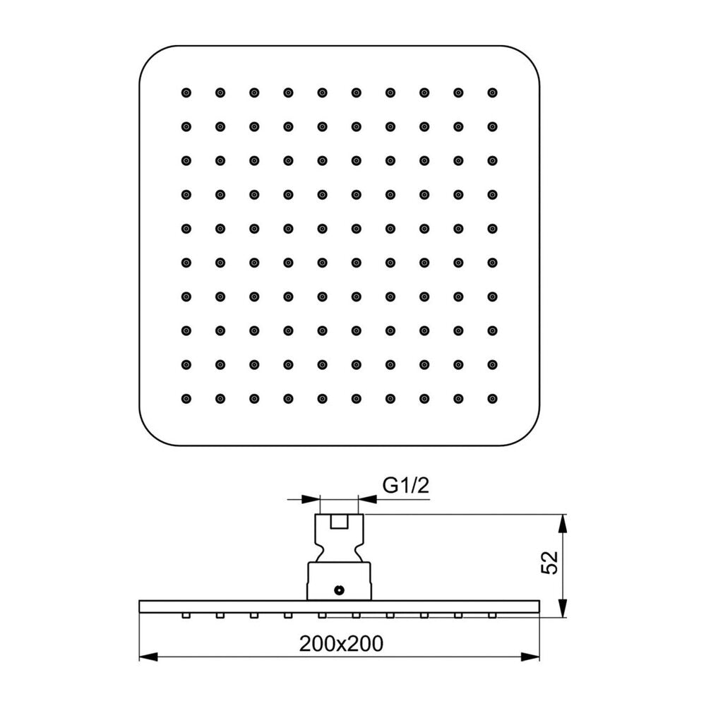 Ideal Standard IdealRain Square Matte Black Shower Head 200x200 mm