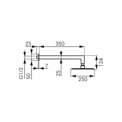 Душова глава и рамо Ferro Slimline 250x250 мм хром