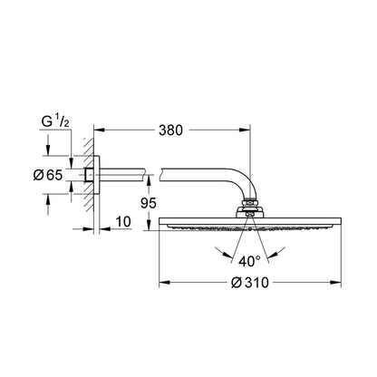 Grohe Rainshower Cosmopolitan 310 Shower Head and Arm in Hard Graphite