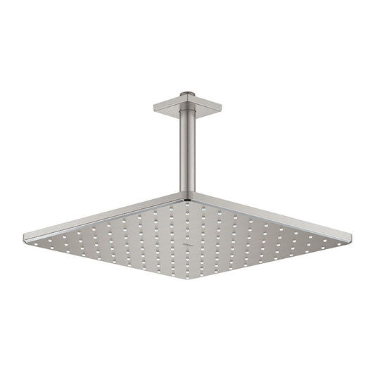 Grohe Rainshower Mono Cube 310 Shower Head and Arm, Brushed Supersteel, 1 Function