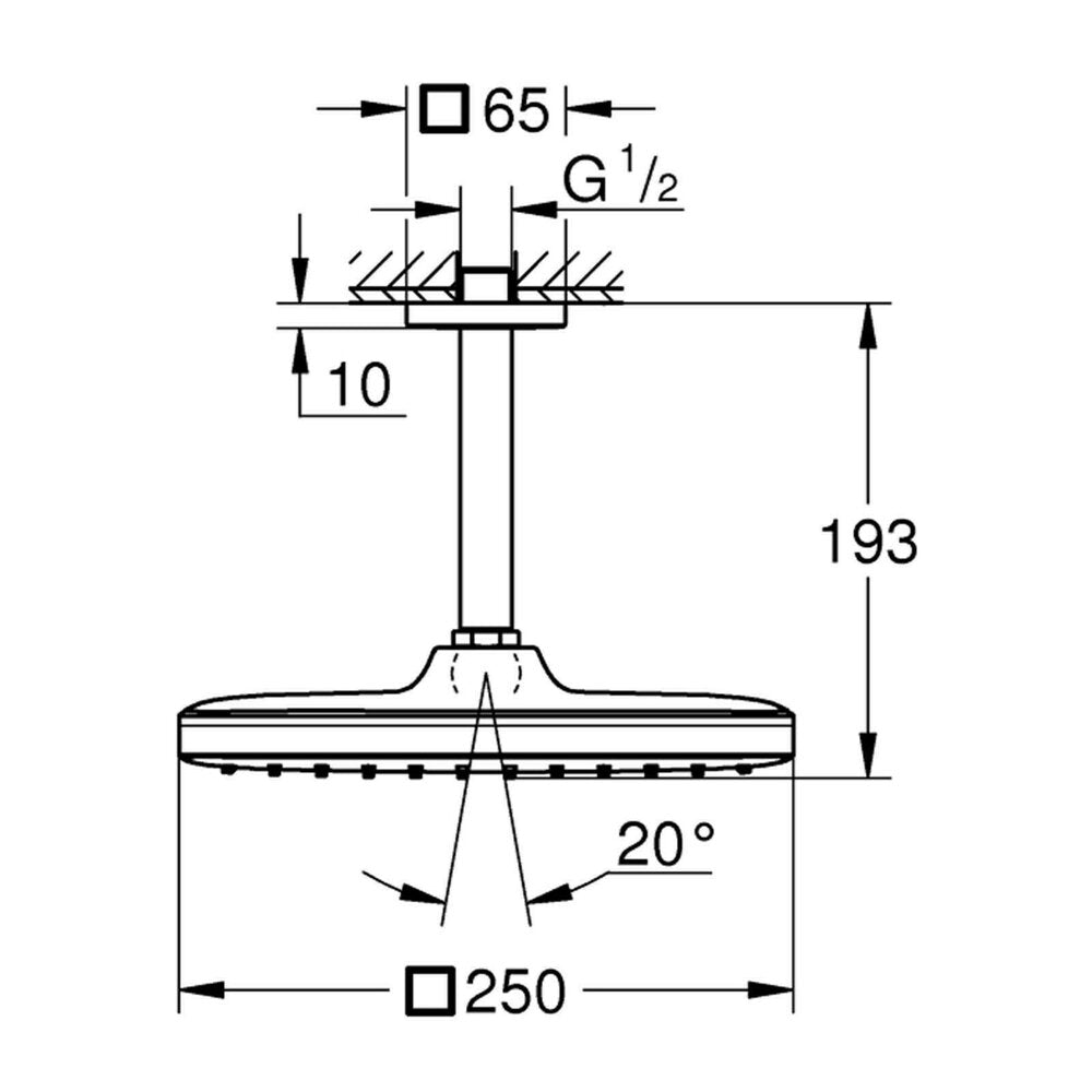 Grohe Tempesta 250 Cube Shower Head and Arm Chrome Square