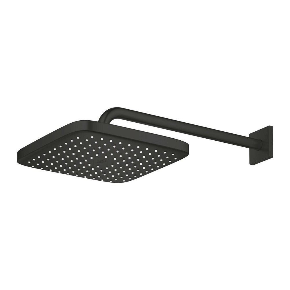 Shower head and arm matte black Grohe Tempesta 250 Cube square