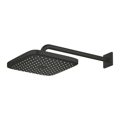 Shower head and arm matte black Grohe Tempesta 250 Cube square
