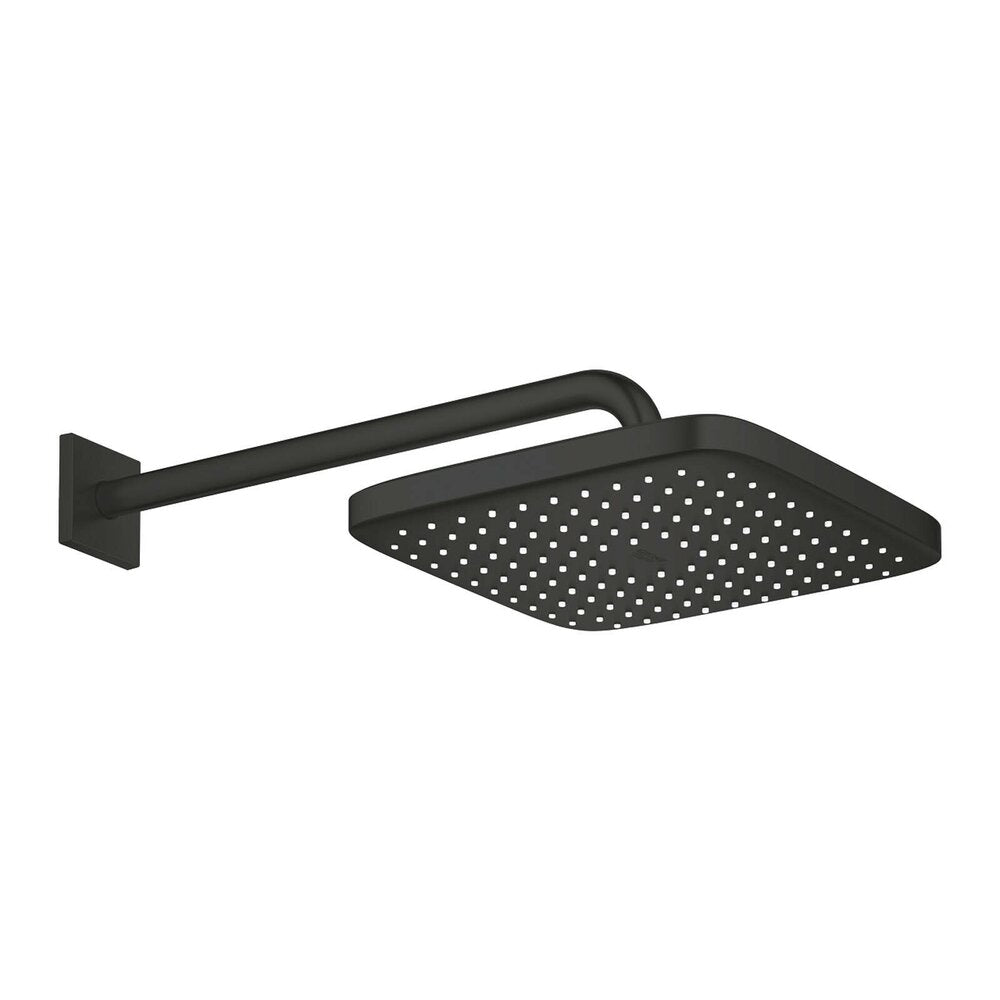 Shower head and arm matte black Grohe Tempesta 250 Cube square
