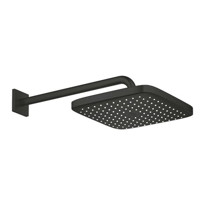 Shower head and arm matte black Grohe Tempesta 250 Cube square