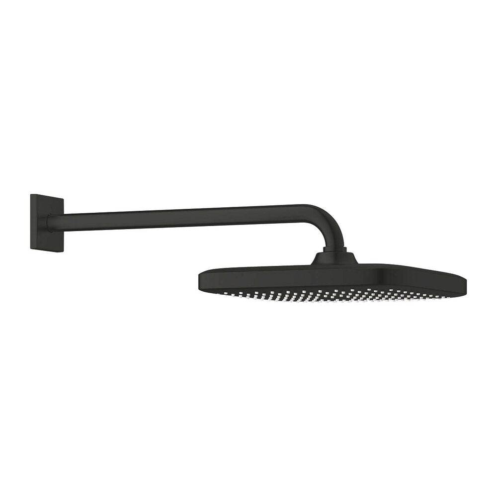 Shower head and arm matte black Grohe Tempesta 250 Cube square