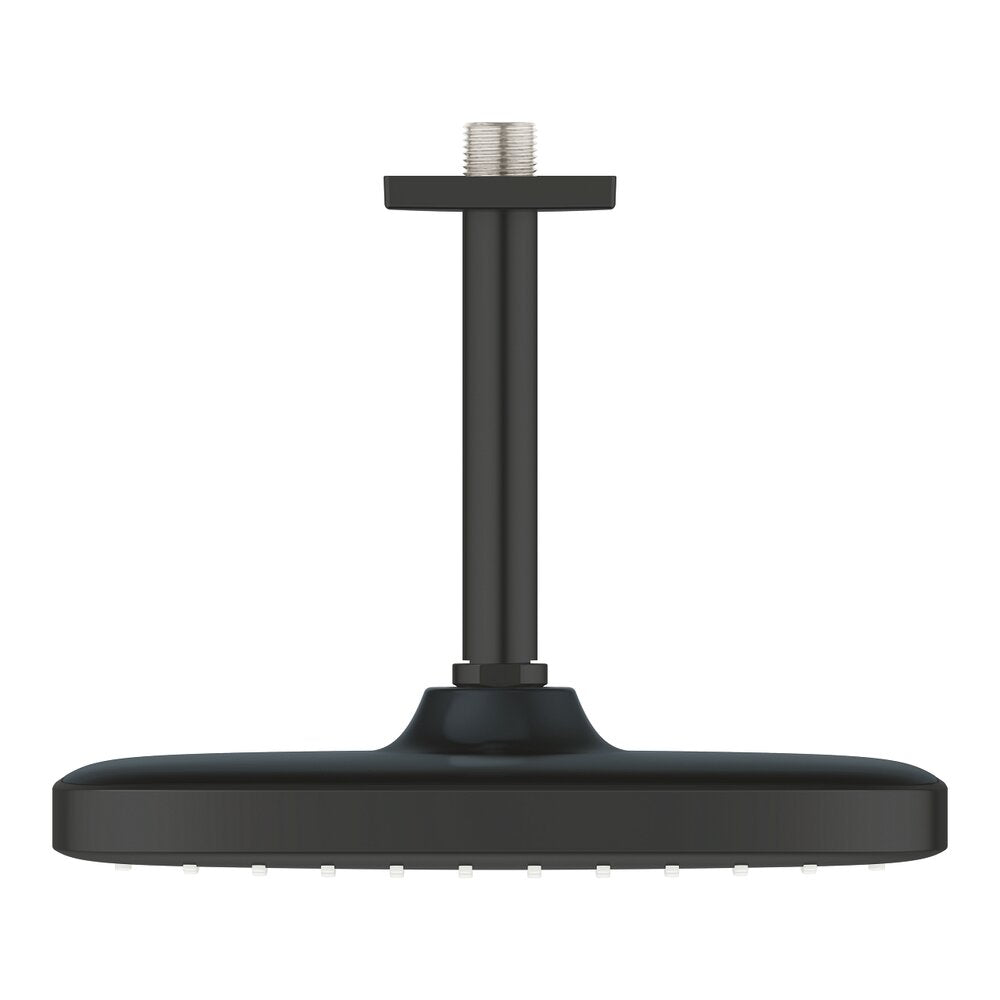 Shower head and arm matte black Grohe Tempesta 250 Cube square ceiling mount