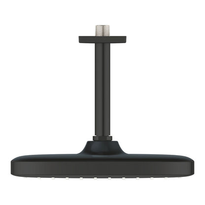 Shower head and arm matte black Grohe Tempesta 250 Cube square ceiling mount