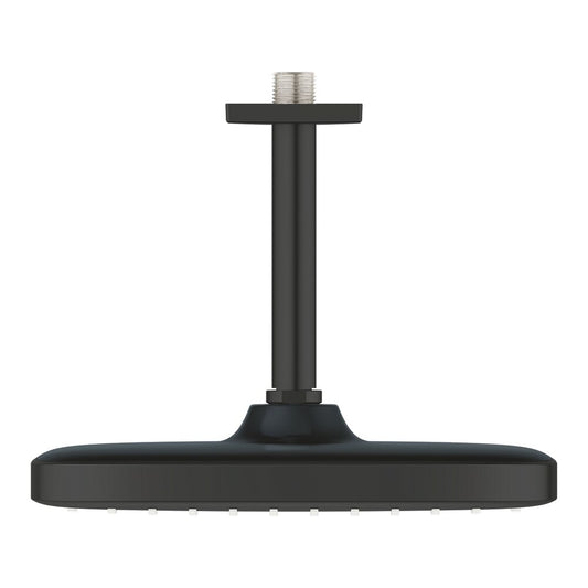 Shower head and arm matte black Grohe Tempesta 250 Cube square ceiling mount