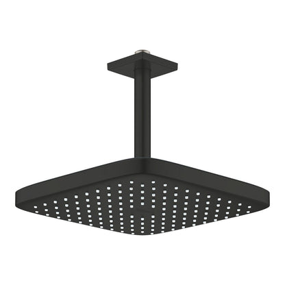 Shower head and arm matte black Grohe Tempesta 250 Cube square ceiling mount