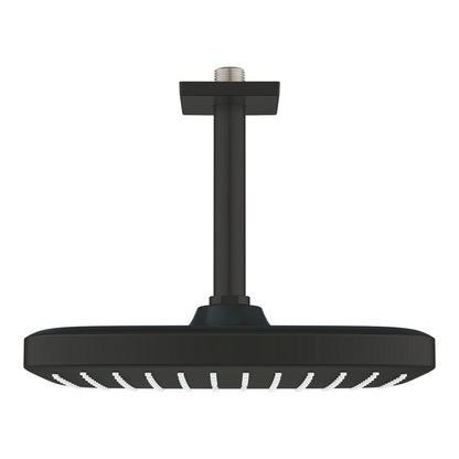 Shower head and arm matte black Grohe Tempesta 250 Cube square ceiling mount