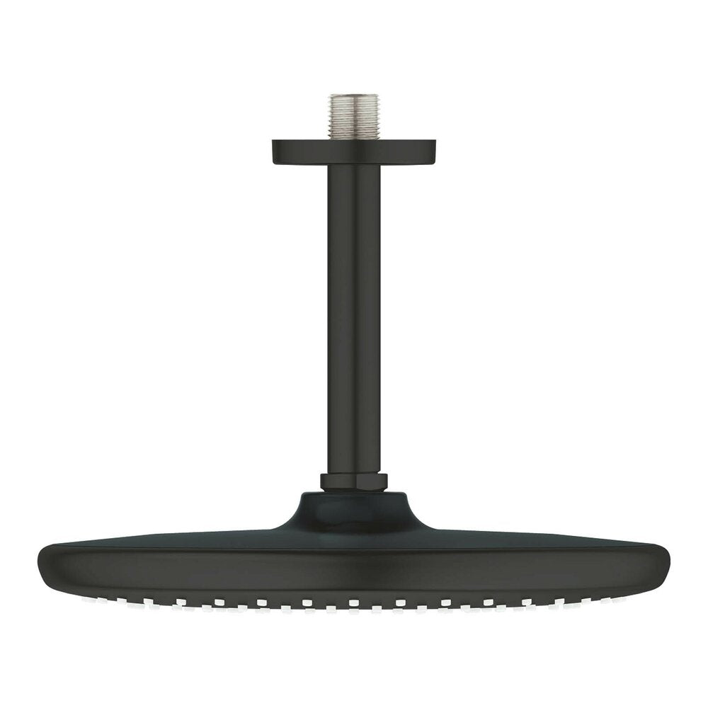 Shower head and arm matte black Grohe Tempesta 250 Cube round ceiling mount