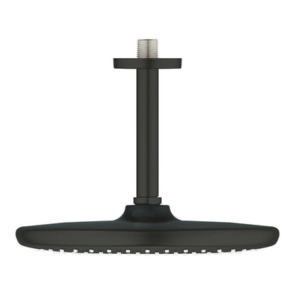 Shower head and arm matte black Grohe Tempesta 250 Cube round ceiling mount