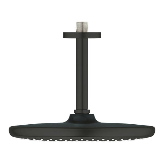 Shower head and arm matte black Grohe Tempesta 250 Cube round ceiling mount
